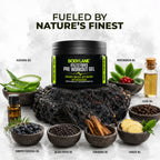 Bodylane pre-workout gel with natural ingredients on a textured white background
