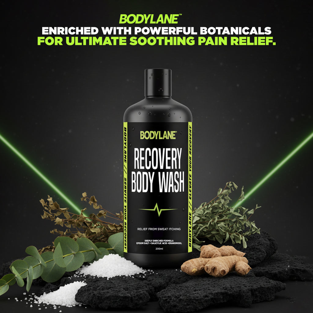 Bodylane Recovery Body Wash with Powerful Botanicals and Epsom Salt for Ultimate Soothing Pain Relief
