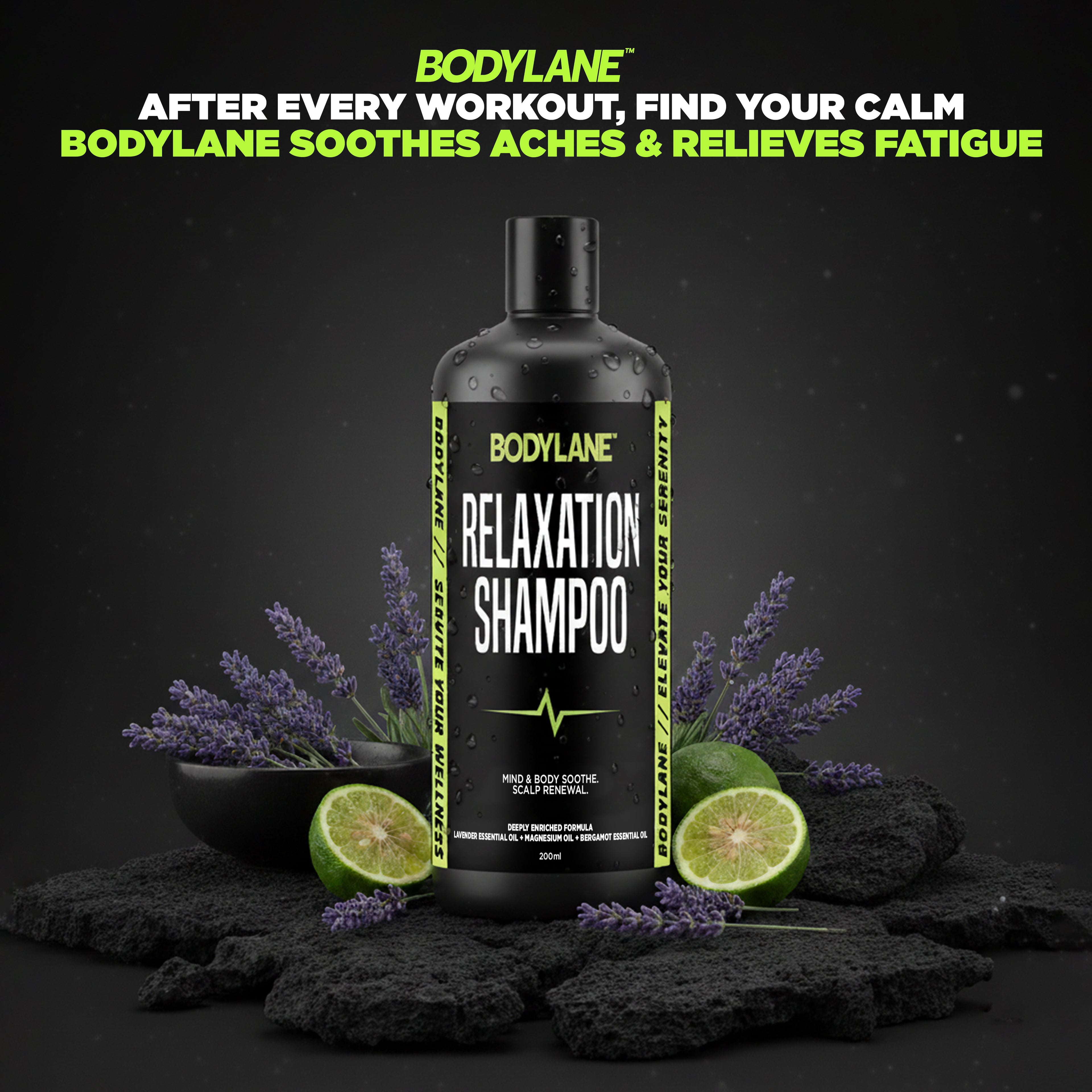 Anti-stress relaxation shampoo to promote deep restorative rest after gym