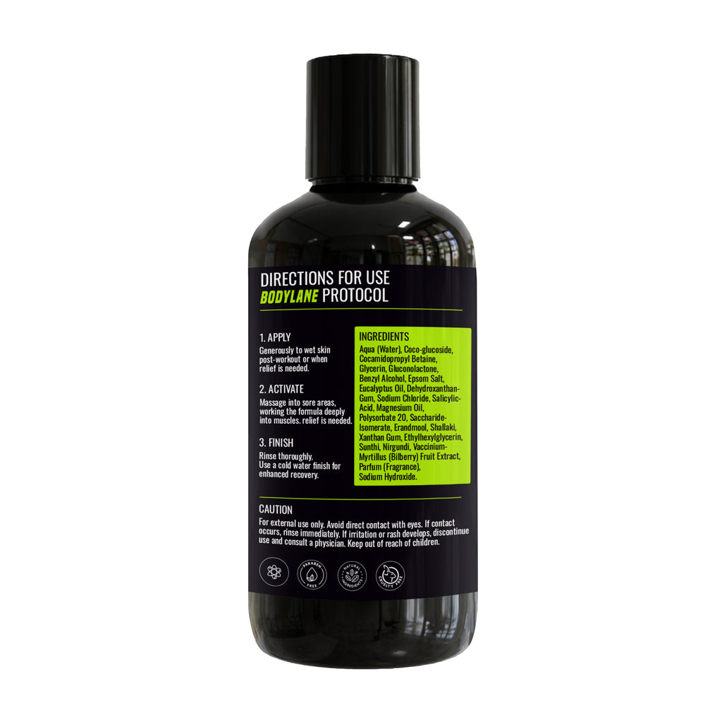 Bodylane Body Wash Ingredients with Epsom Salt and Salicylic Acid for Post-Workout Care
