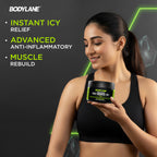 Female Athlete using Bodylane Post Workout Gel for Instant Icy Relief and Muscle Rebuild